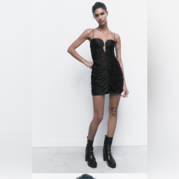 ♥️Valentines ♥️Sexy black mini dress Zara NWT - Picture 3 of 7
